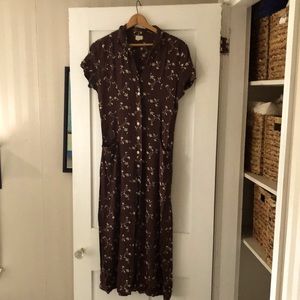 Vintage Old Navy rich brown dress with ivory